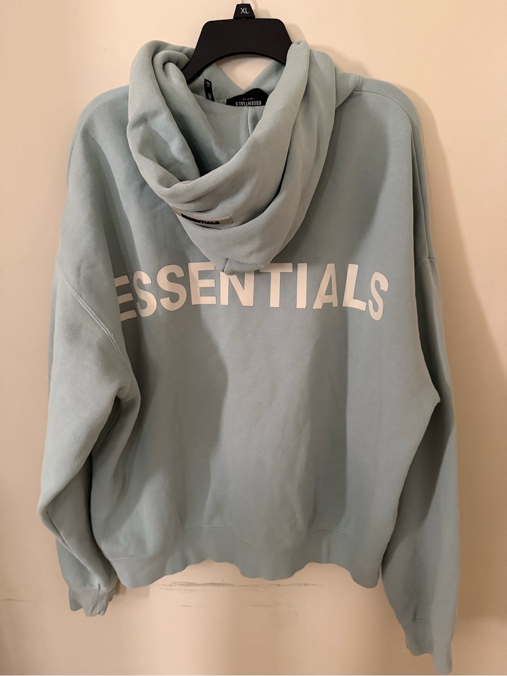 Essentials Fear of God Blue Pullover Fleece Logo Hoodie Pockets Size M